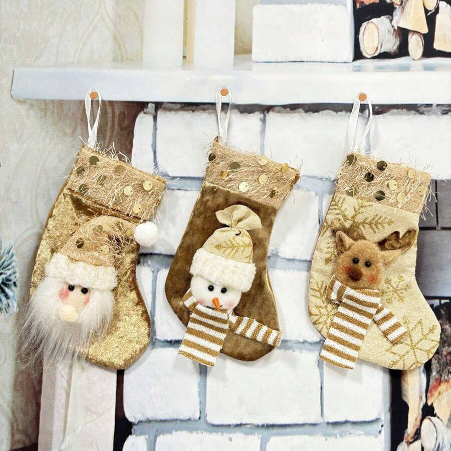 Christmas Stocking Hanging - 3pcs Christmas Decoration Stockings, Fireplace Ornaments
