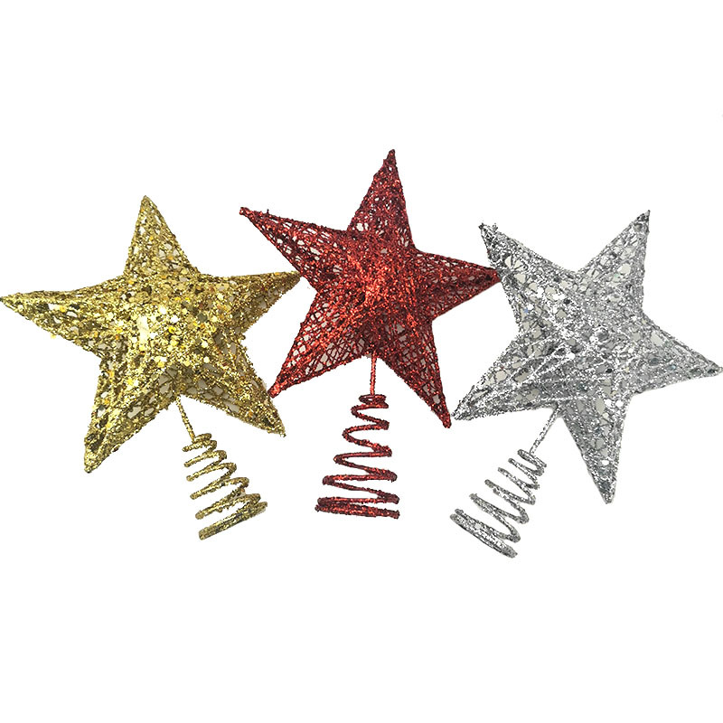 1pcs 15*20cm Gold Glitter Chri - Star Tree Topper ulasan dan harga