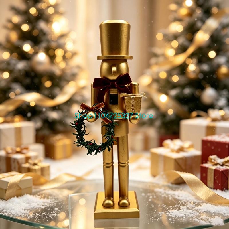 D8KF Christmas Wooden Gold Nut - Nutcracker Figurine ulasan dan harga