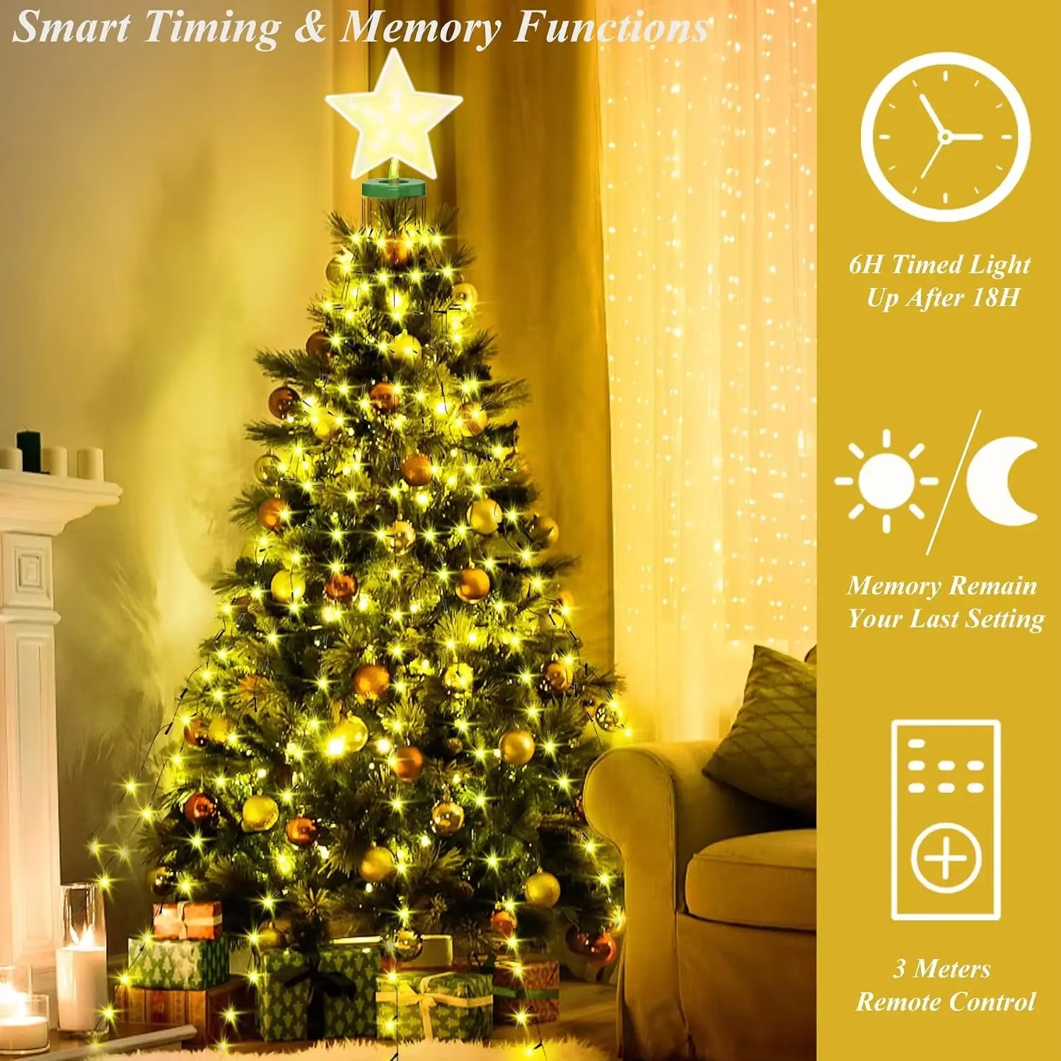 Christmas Tree Ring Lights Sta - Star Tree Topper ulasan dan harga