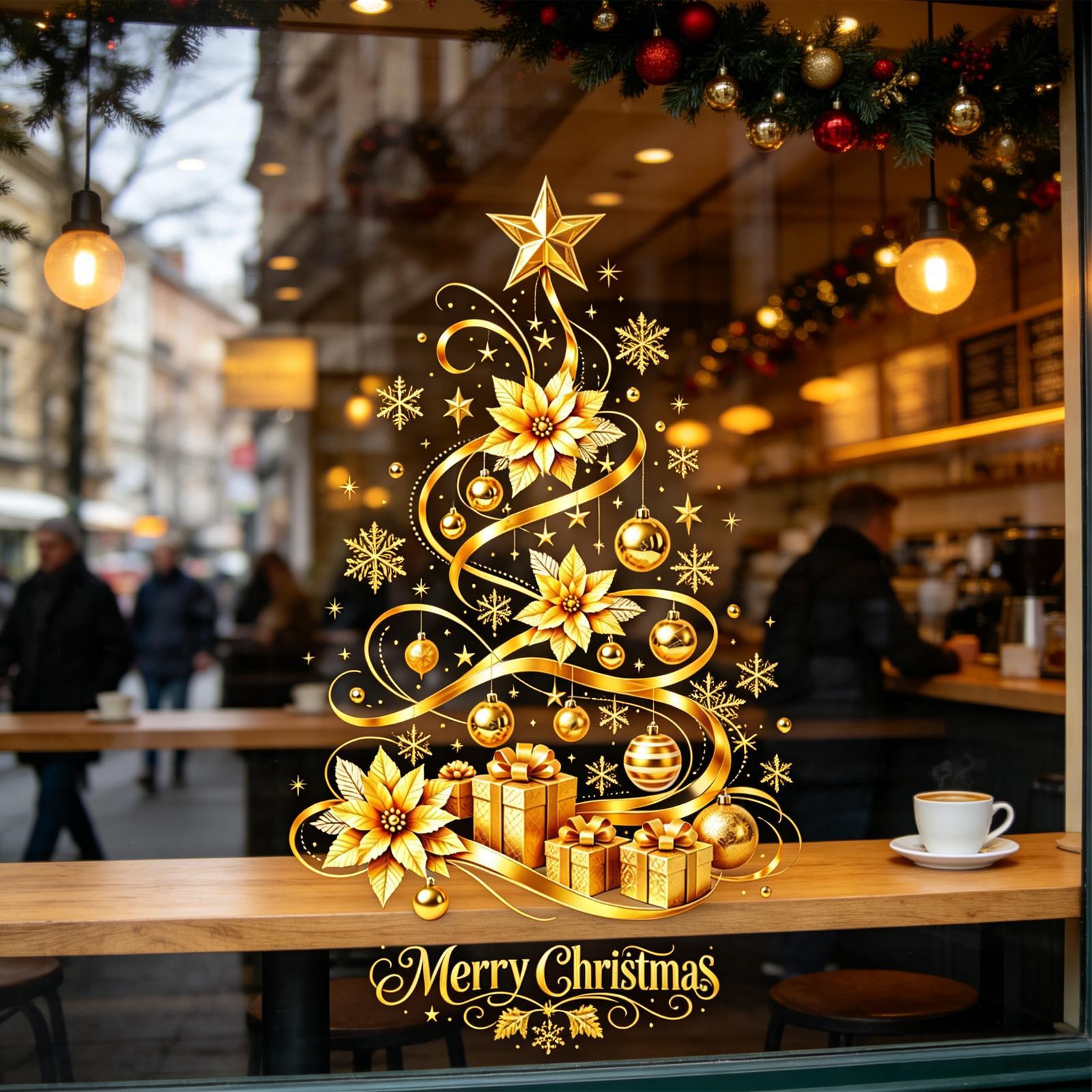 Christmas Tree Wall Stickers G - Snowflake Window Decal ulasan dan harga