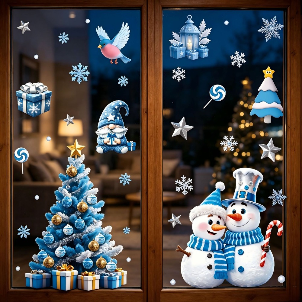 Christmas Window Stickers Wint - Snowflake Window Decal ulasan dan harga