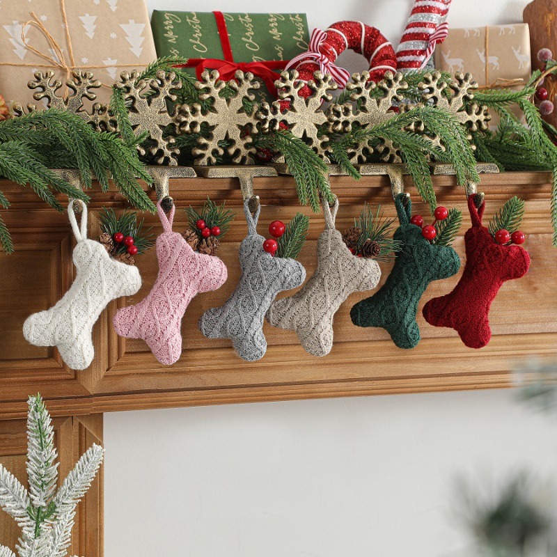 Multicolor Cable Knit Bone Sha - Christmas Stocking Hanging ulasan dan harga