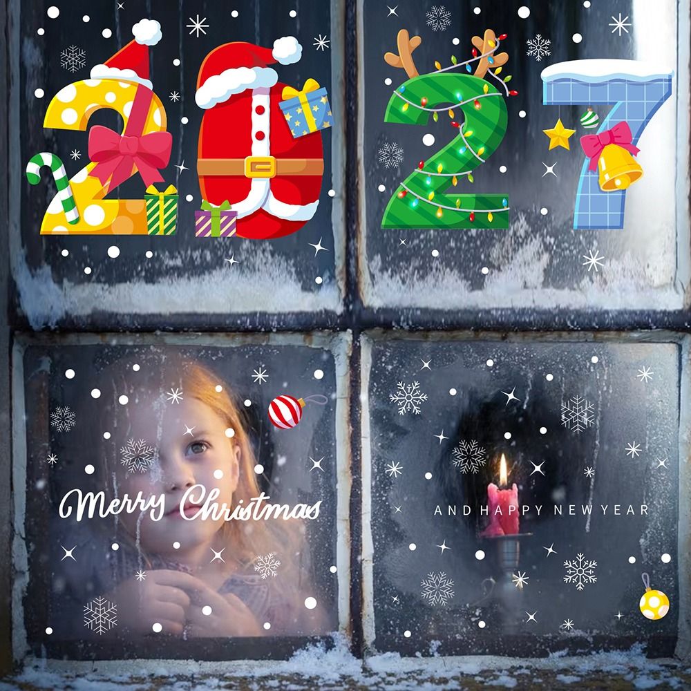 Electrostatic Merry Christmas  - Snowflake Window Decal ulasan dan harga